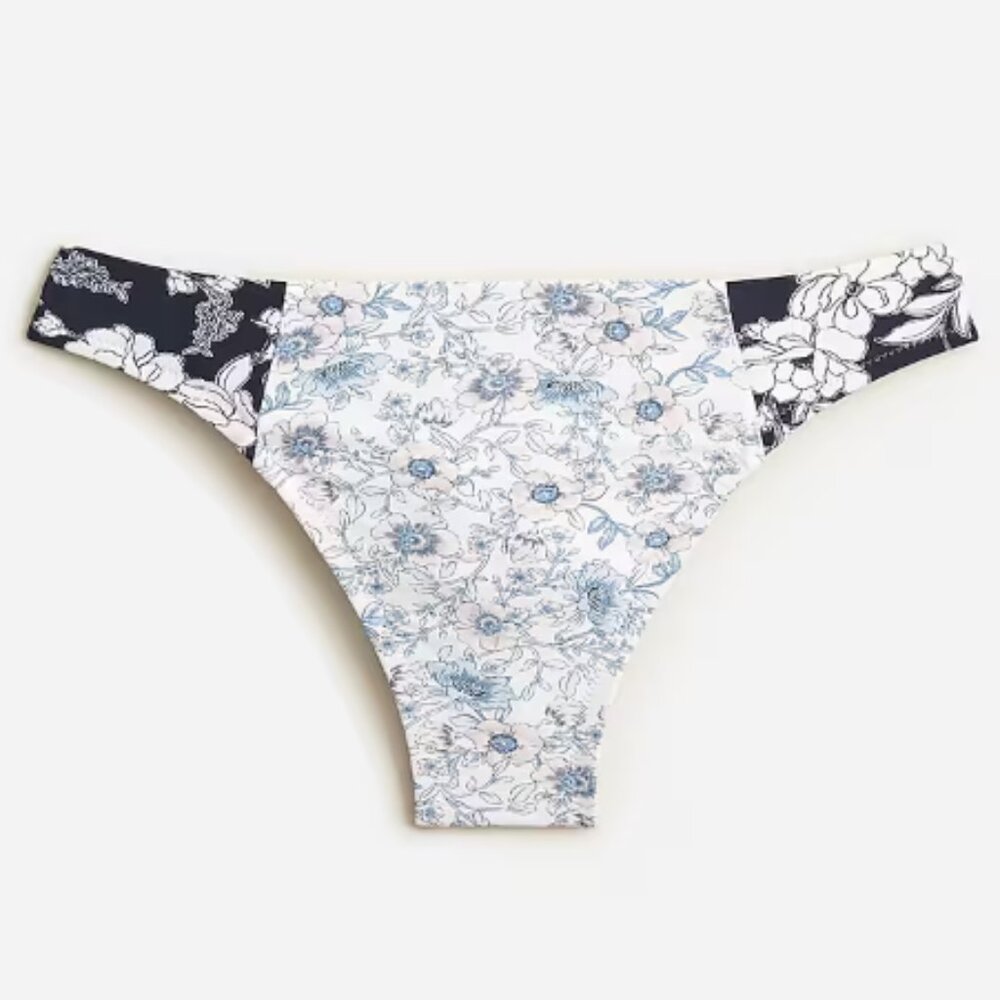 J. Crew Mixed Magnolia Floral High-Rise Cheeky Bikini Bottom Blue 3X